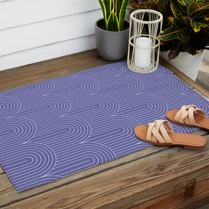 Art Deco Arch Pattern XXI Very Peri Outdoor Rug Gallery Image 2