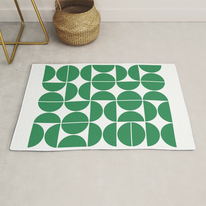 Mid Century Modern Geometric 04 Green Rug Gallery Image 1