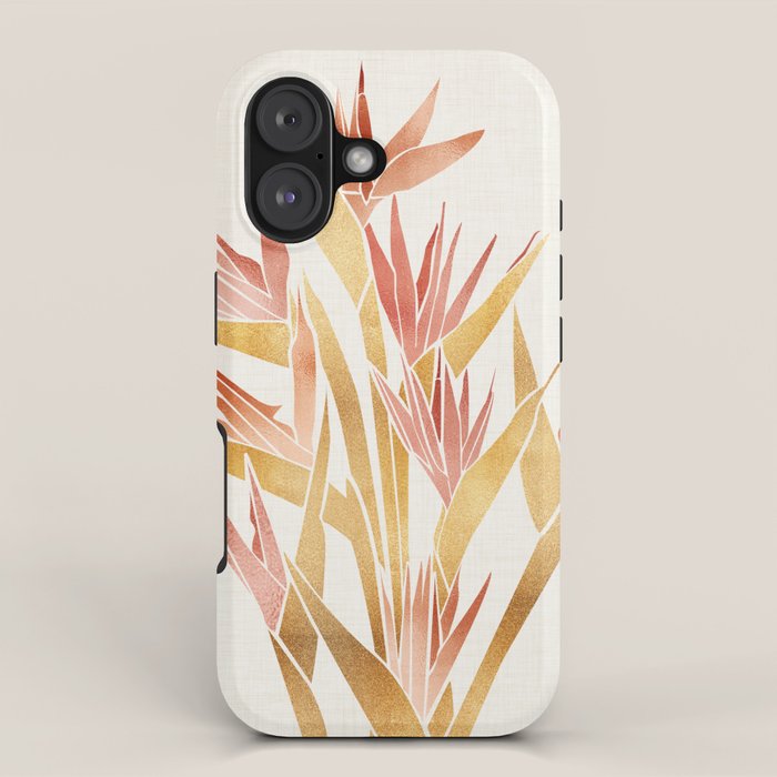 Metallic Gold Bird of Paradise Flowers iPhone Case Gallery Image 1