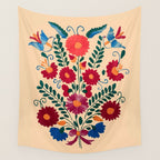 Mexican Bird Motif Cream  Wall Tapestry Gallery Image 4