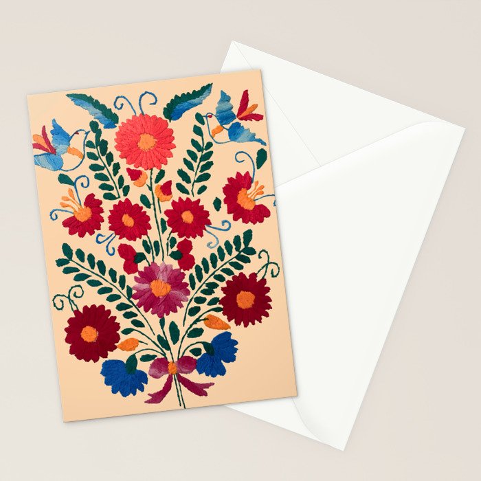Mexican Bird Motif Cream  Stationery Card Gallery Image 2
