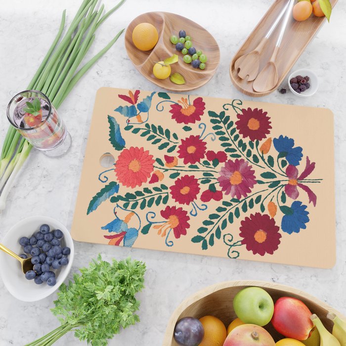 Mexican Bird Motif Cream  Cutting Board Gallery Image 2