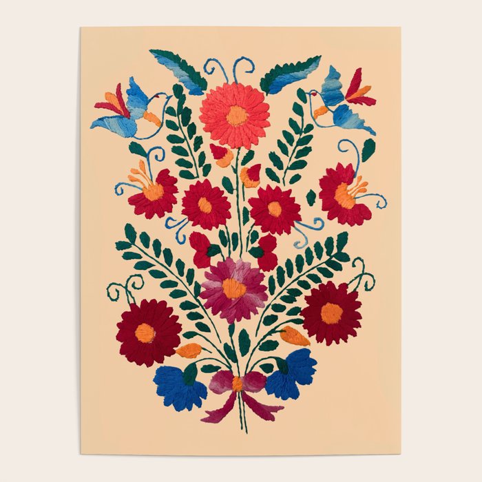 Mexican Bird Motif Cream  Poster Gallery Image 4