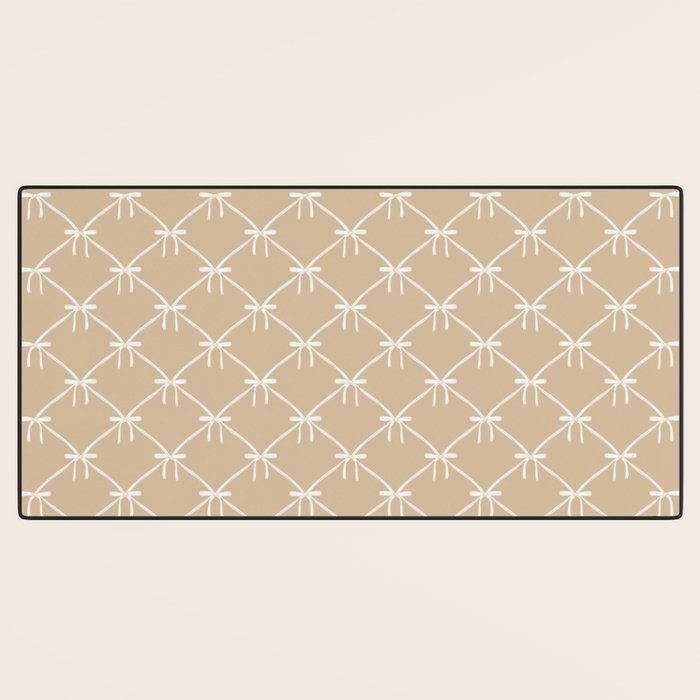 Bows & Ribbons Pattern XLV Neutral Beige Desk Mat Gallery Image 3