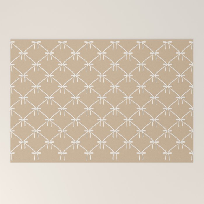 Bows & Ribbons Pattern XLV Neutral Beige Welcome Mat Gallery Image 2