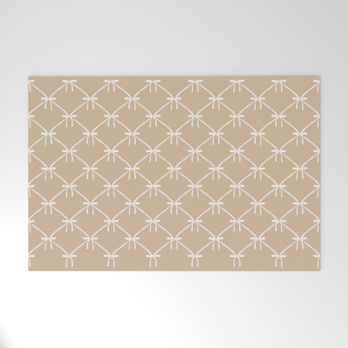 Bows & Ribbons Pattern XLV Neutral Beige Welcome Mat Gallery Image 1