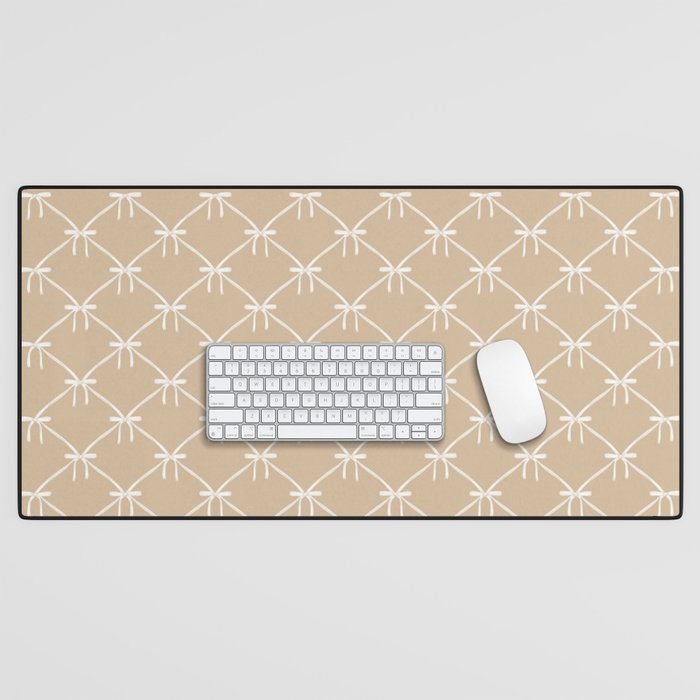 Bows & Ribbons Pattern XLV Neutral Beige Desk Mat Gallery Image 1