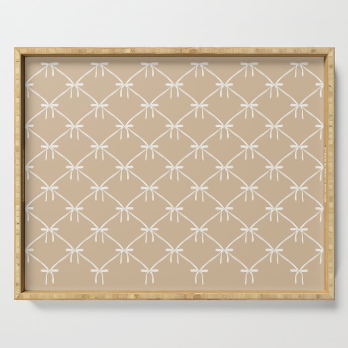 Bows & Ribbons Pattern XLV Neutral Beige Serving Tray Gallery Image 1