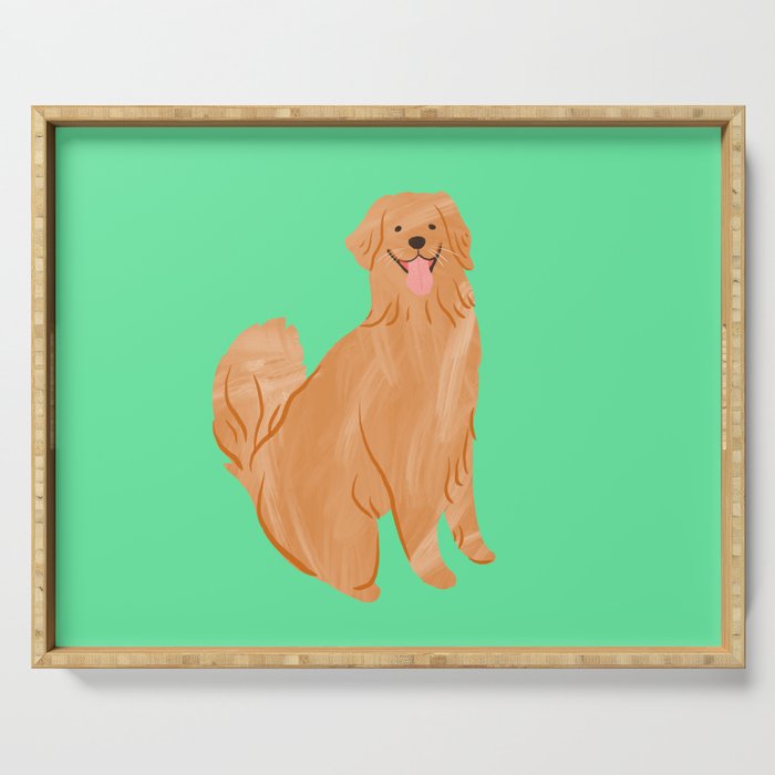 Happy Golden Retriever Serving Tray Gallery Image 1