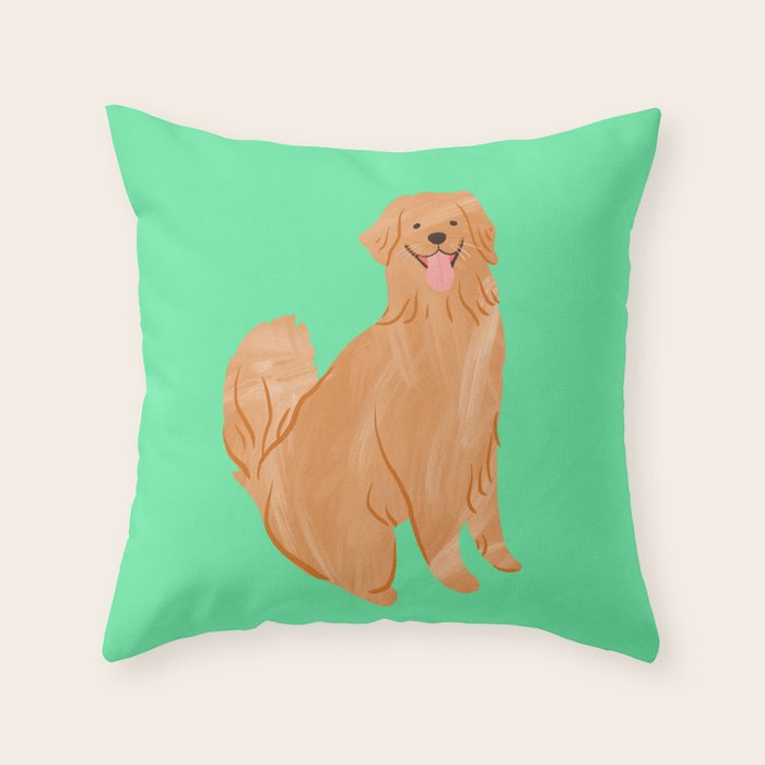 Happy Golden Retriever Throw Pillow Gallery Image 1