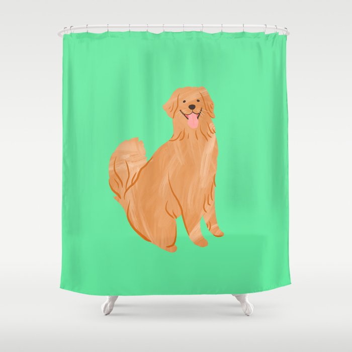 Happy Golden Retriever Shower Curtain Gallery Image 1