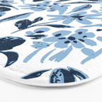 Blue monochrome artsy wildflowers Bath Mat Gallery Image 3