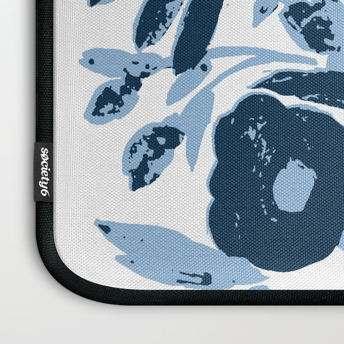 Blue monochrome artsy wildflowers Laptop Sleeve Gallery Image 3