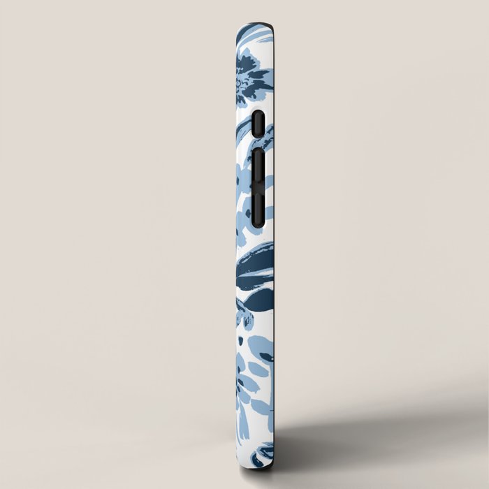 Blue monochrome artsy wildflowers iPhone Case Gallery Image 2