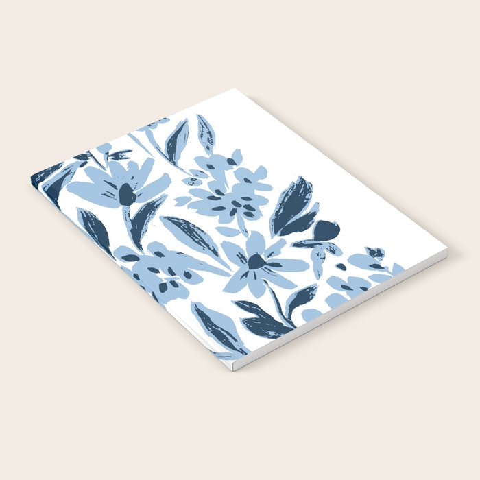 Blue monochrome artsy wildflowers Notebook Gallery Image 2