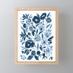 Blue monochrome artsy wildflowers Mini Art Print Gallery Image 1