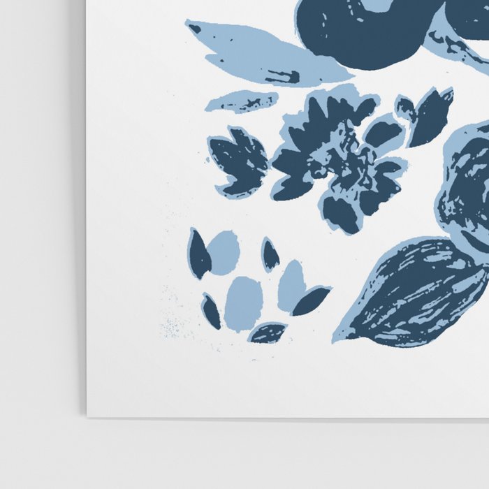 Blue monochrome artsy wildflowers Poster Gallery Image 3