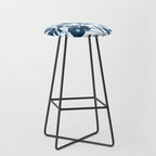 Blue monochrome artsy wildflowers Stool Gallery Image 1