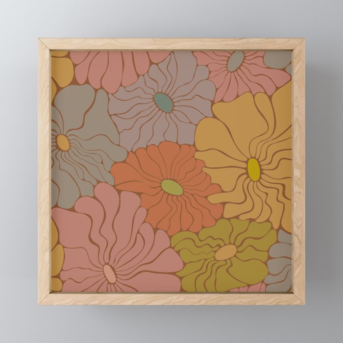 Exotic Groovy Flowers - Earthy Neutral Boho Garden Mini Art Print Gallery Image 1