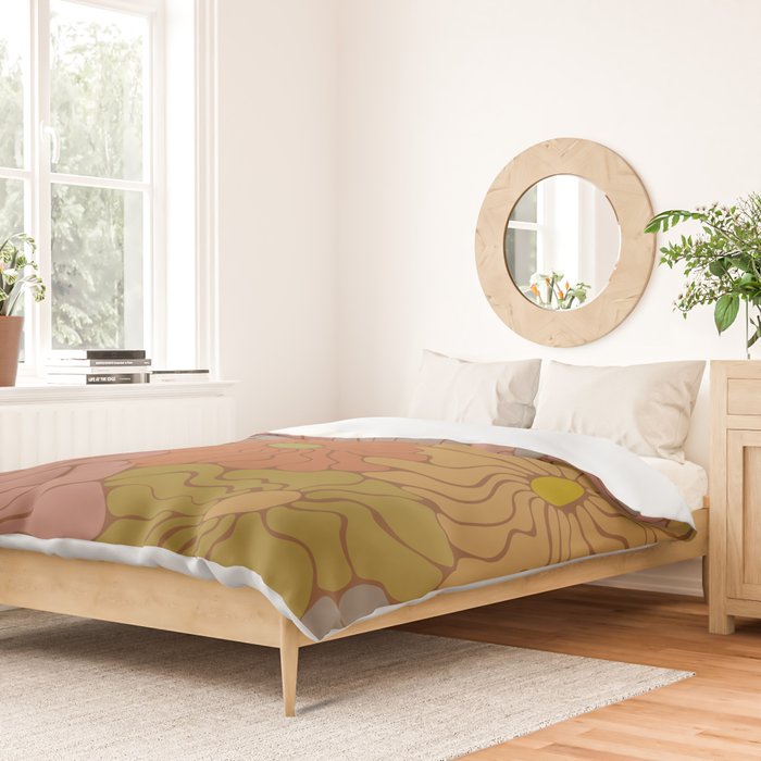 Exotic Groovy Flowers - Earthy Neutral Boho Garden Duvet Cover Gallery Image 2