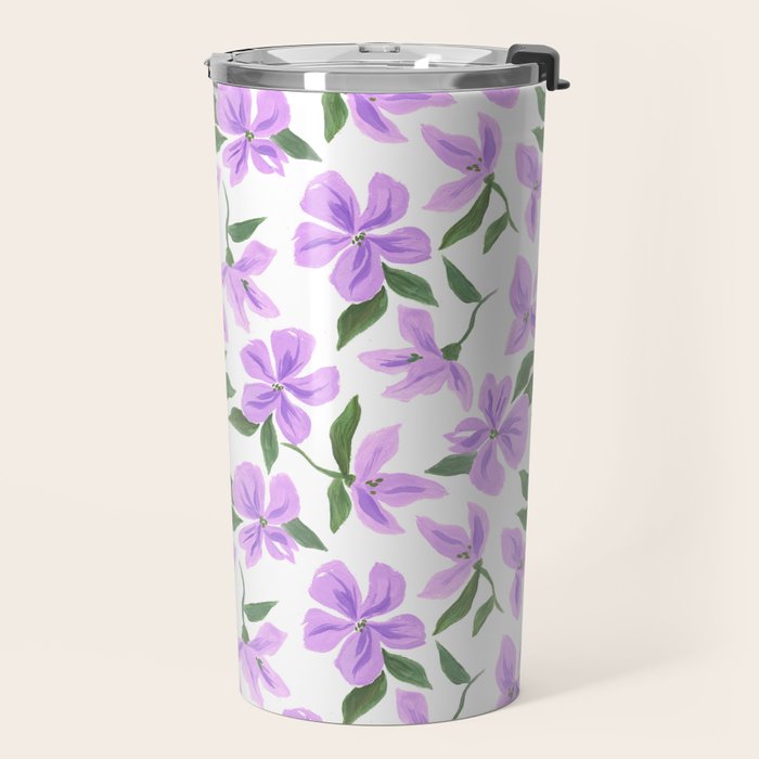Lilac gouache flowers Travel Mug Gallery Image 2