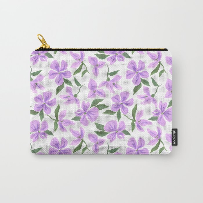 Lilac gouache flowers Carry All Pouch Gallery Image 1