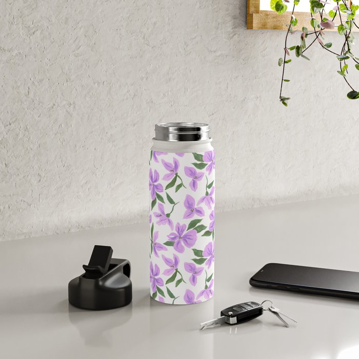 Lilac gouache flowers Water Bottle Gallery Image 4