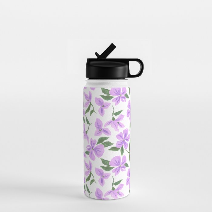 Lilac gouache flowers Water Bottle Gallery Image 1