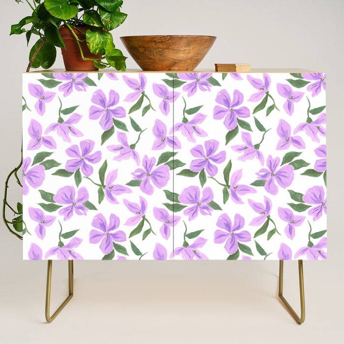 Lilac gouache flowers Credenza Gallery Image 1