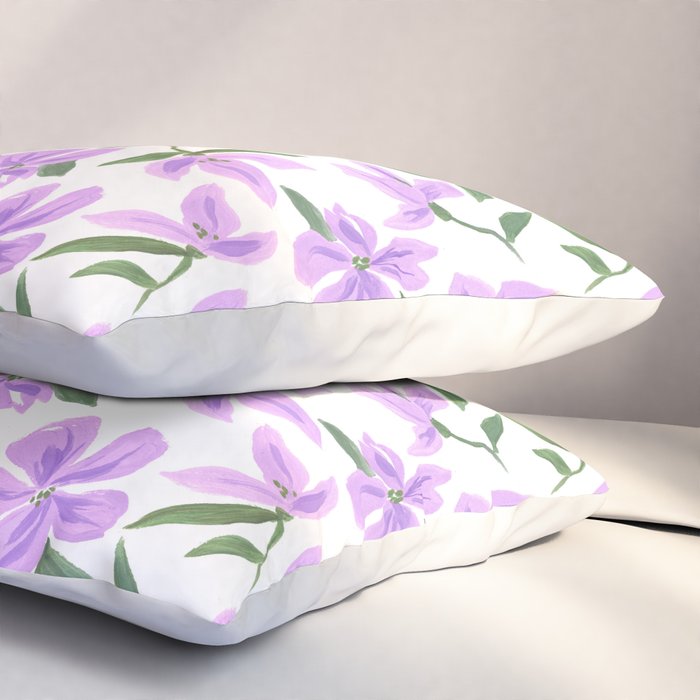 Lilac gouache flowers Pillow Sham Gallery Image 3