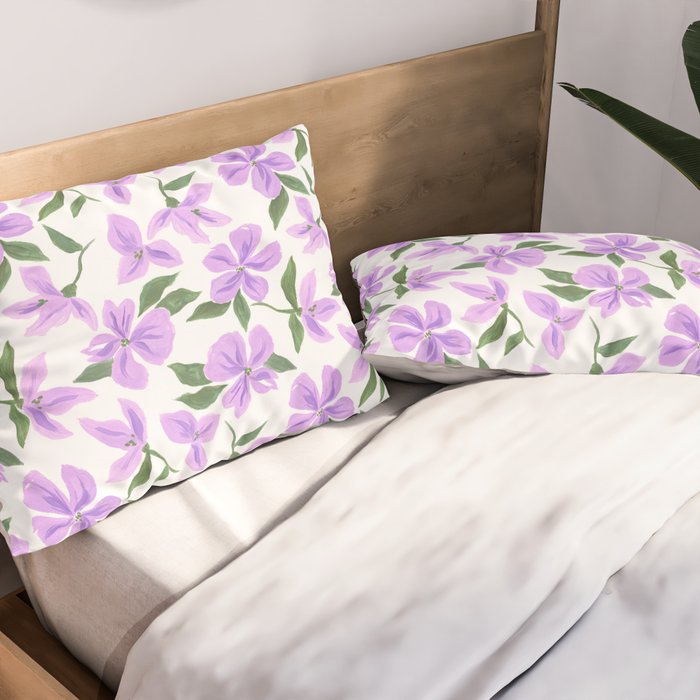Lilac gouache flowers Pillow Sham Gallery Image 2
