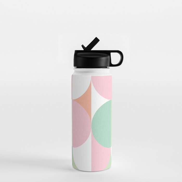 Mid-Mod geometric dots and shapes pattern - Pastel Candy Water Bottle Gallery Image 1