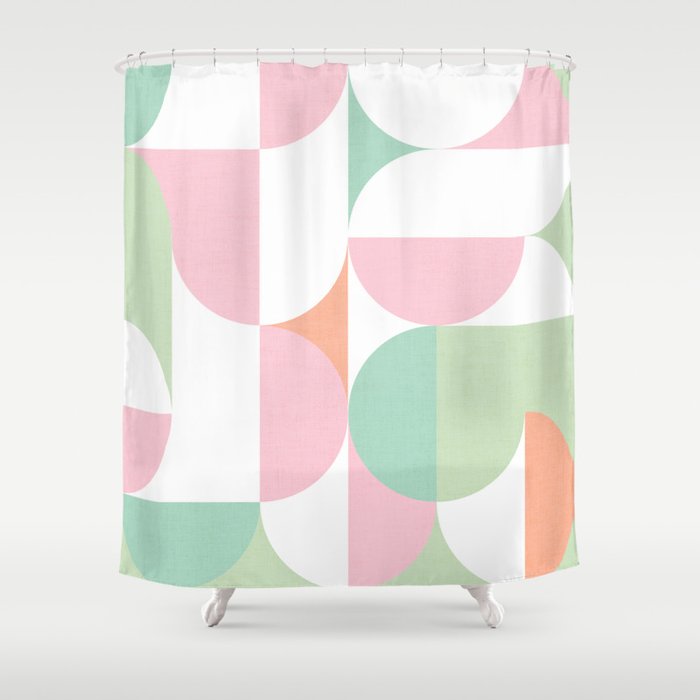 Mid-Mod geometric dots and shapes pattern - Pastel Candy Shower Curtain Gallery Image 1