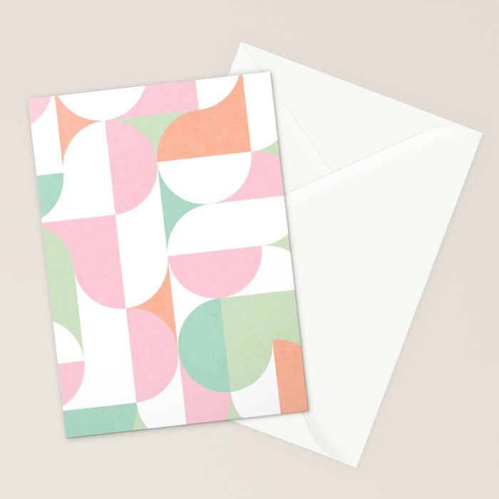 Mid-Mod geometric dots and shapes pattern - Pastel Candy Stationery Card Gallery Image 2