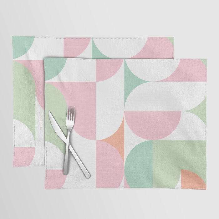 Mid-Mod geometric dots and shapes pattern - Pastel Candy Placemat Gallery Image 1