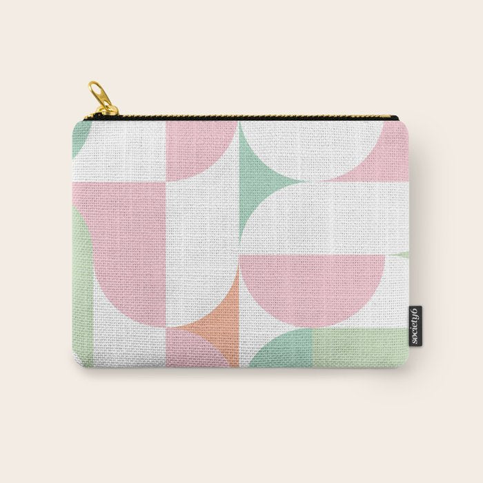 Mid-Mod geometric dots and shapes pattern - Pastel Candy Carry All Pouch Gallery Image 1