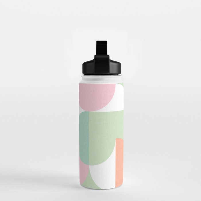 Mid-Mod geometric dots and shapes pattern - Pastel Candy Water Bottle Gallery Image 2