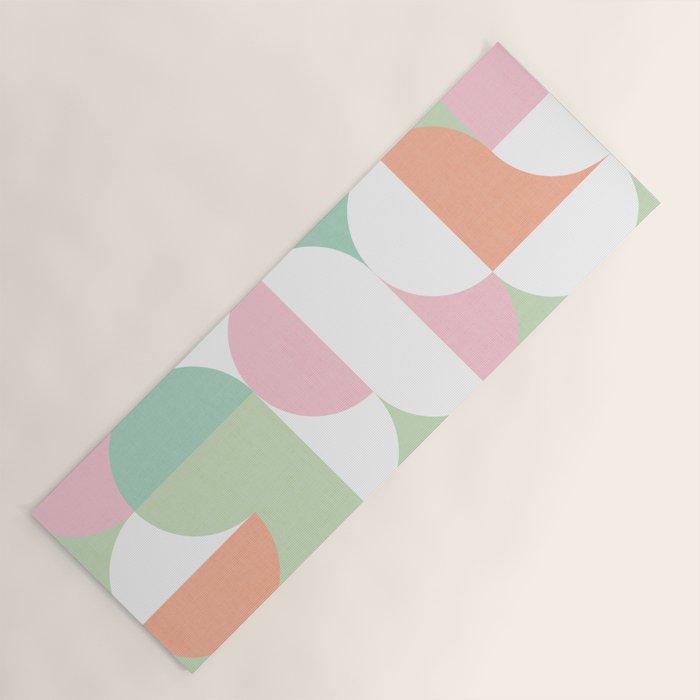 Mid-Mod geometric dots and shapes pattern - Pastel Candy Yoga Mat Gallery Image 1