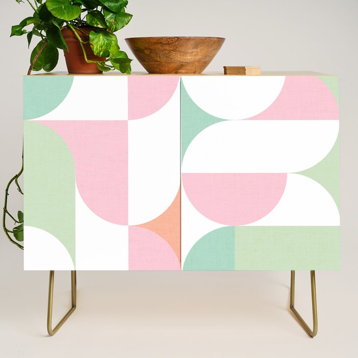 Mid-Mod geometric dots and shapes pattern - Pastel Candy Credenza Gallery Image 1