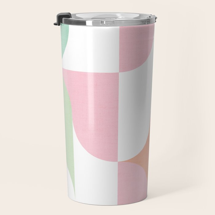 Mid-Mod geometric dots and shapes pattern - Pastel Candy Travel Mug Gallery Image 3
