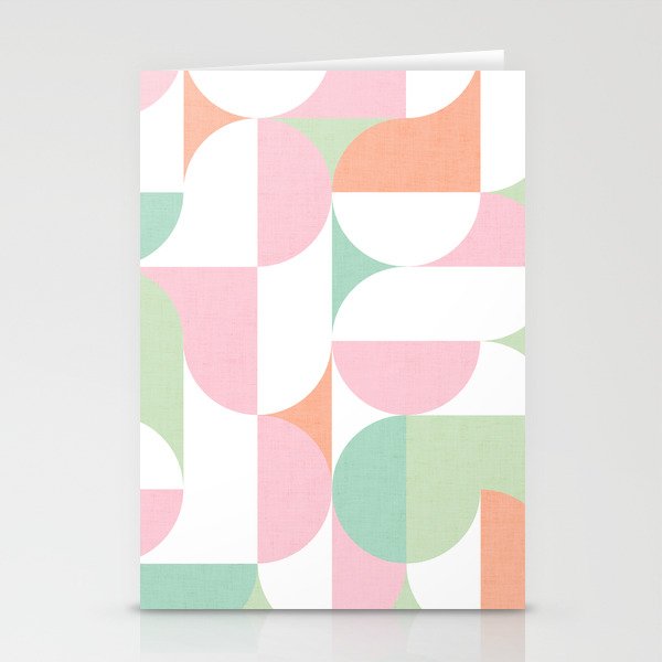 Mid-Mod geometric dots and shapes pattern - Pastel Candy Stationery Card Gallery Image 1
