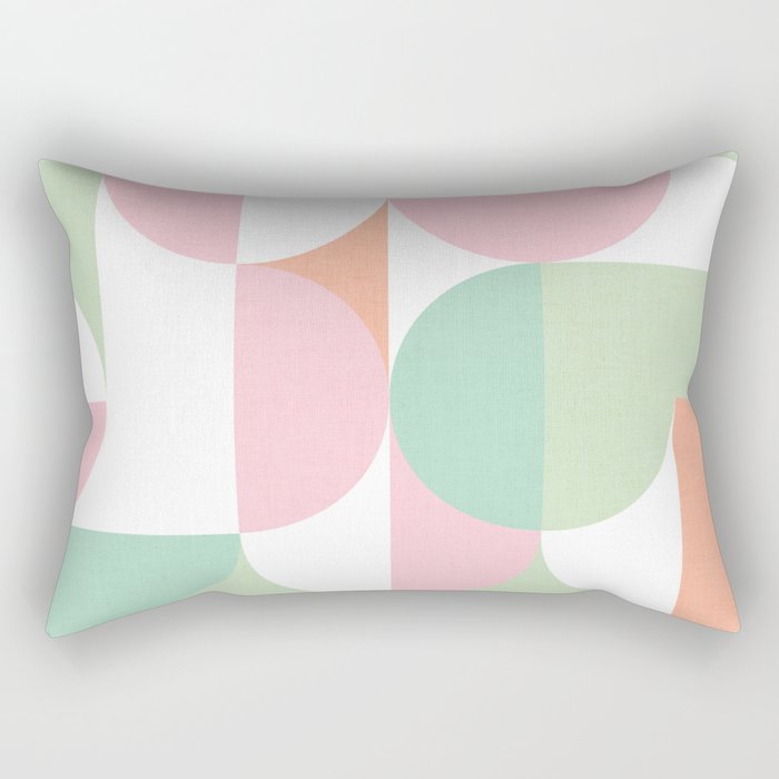 Mid-Mod geometric dots and shapes pattern - Pastel Candy Rectangular Pillow Gallery Image 1