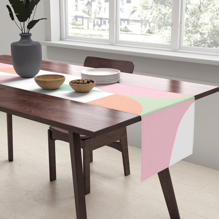 Mid-Mod geometric dots and shapes pattern - Pastel Candy Table Runner Gallery Image 2