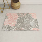 Festive, Floral Pattern Dahlias, Pink, Gray, White Rug Gallery Image 1