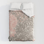 Festive, Floral Pattern Dahlias, Pink, Gray, White Duvet Cover Gallery Image 6