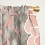 Festive, Floral Pattern Dahlias, Pink, Gray, White Window Curtain Gallery Image 2