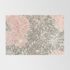 Festive, Floral Pattern Dahlias, Pink, Gray, White Rug Gallery Image 2
