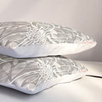 Festive, Floral Pattern Dahlias, Pink, Gray, White Pillow Sham Gallery Image 3