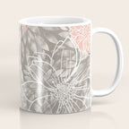 Festive, Floral Pattern Dahlias, Pink, Gray, White Coffee Mug Gallery Image 1