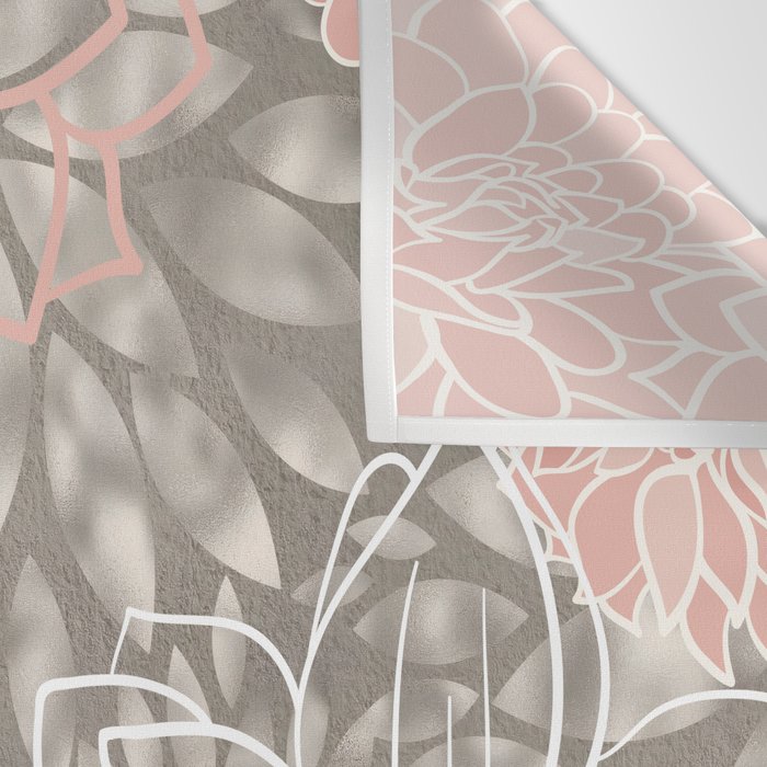 Festive, Floral Pattern Dahlias, Pink, Gray, White Wall Tapestry Gallery Image 3